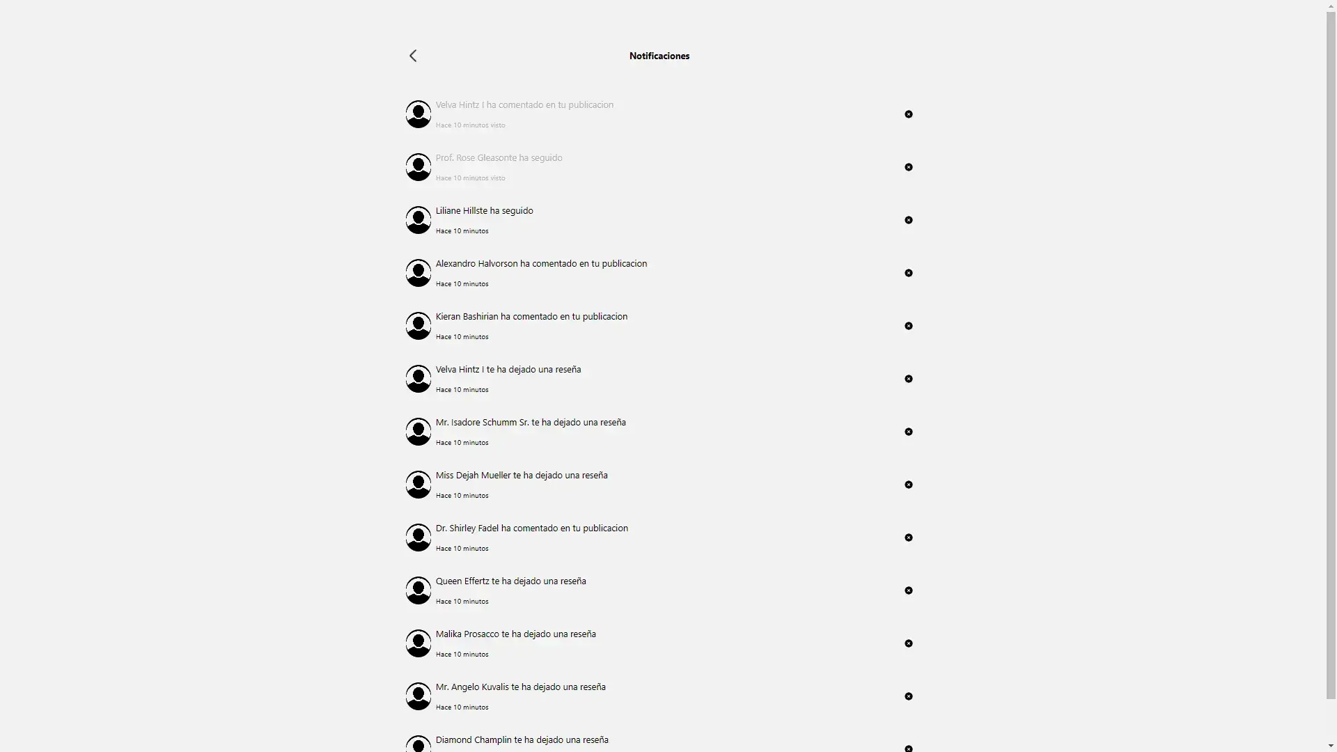 Página notificaciones